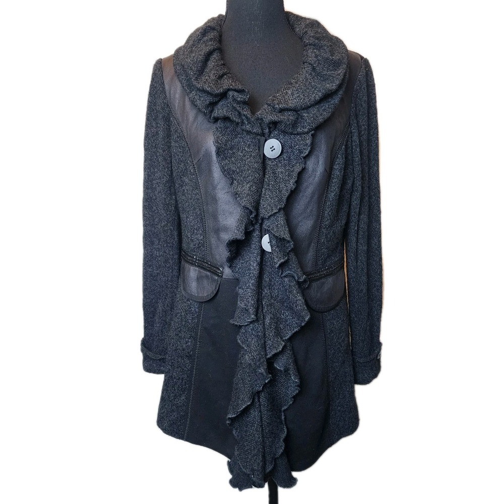 Vex Women's M Black Ruffle Asymmetrical‎ Jacket Whimsigoth Dark Fairy Witchy Y2K - Picture 2 of 16